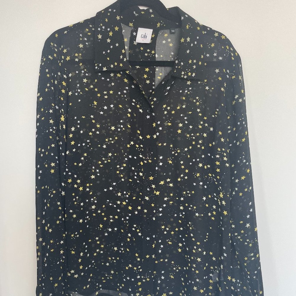 Cabi Galaxy Button Down Blouse Black Large